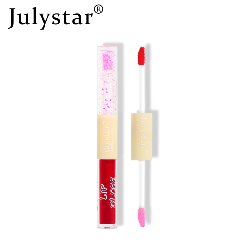 Cross-border European and American makeup double-headed pearlescent water gloss lip gloss, natural and long-lasting non-stick, cup dudu lip gloss wholesale for export Item Picture