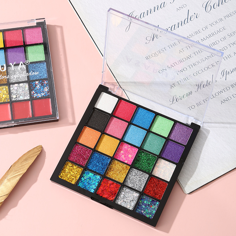 25-color eyeshadow palette, large sequins, super sparkling pearlescent, Children's Day student stage performance makeup set, student cosmetics full figure