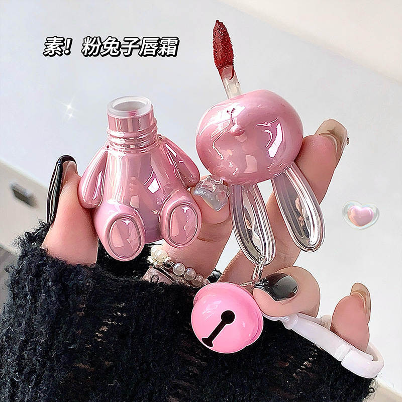 Cross-border Gege bear Pink Rabbit Velvet Misty Lip Cream, lip glaze lipstick, fine matte finish, whitening and color-enhancing, cute student Specification drawing