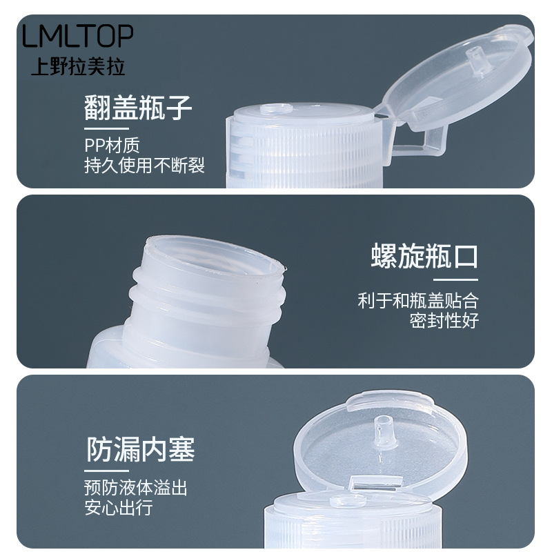 2 LMLTOP 50ML flip-top soft bottles for cosmetics, portable travel PE extruded empty bottles SY701 details Picture