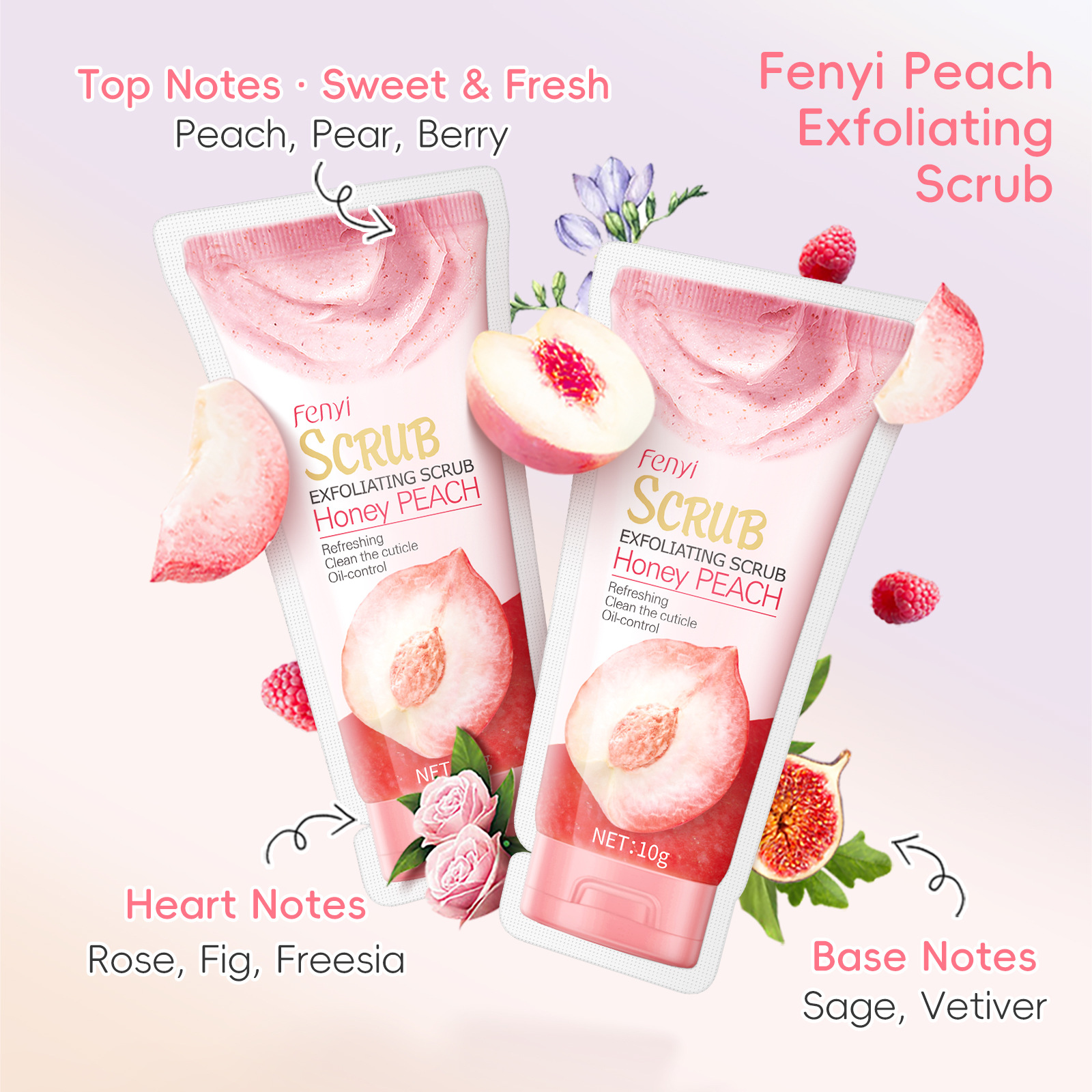 Fenyi Peach Light Sensation Body Scrub 8g Body and Face Cleansing, Pore and Exfoliating Skin Care Product wholesale details Picture