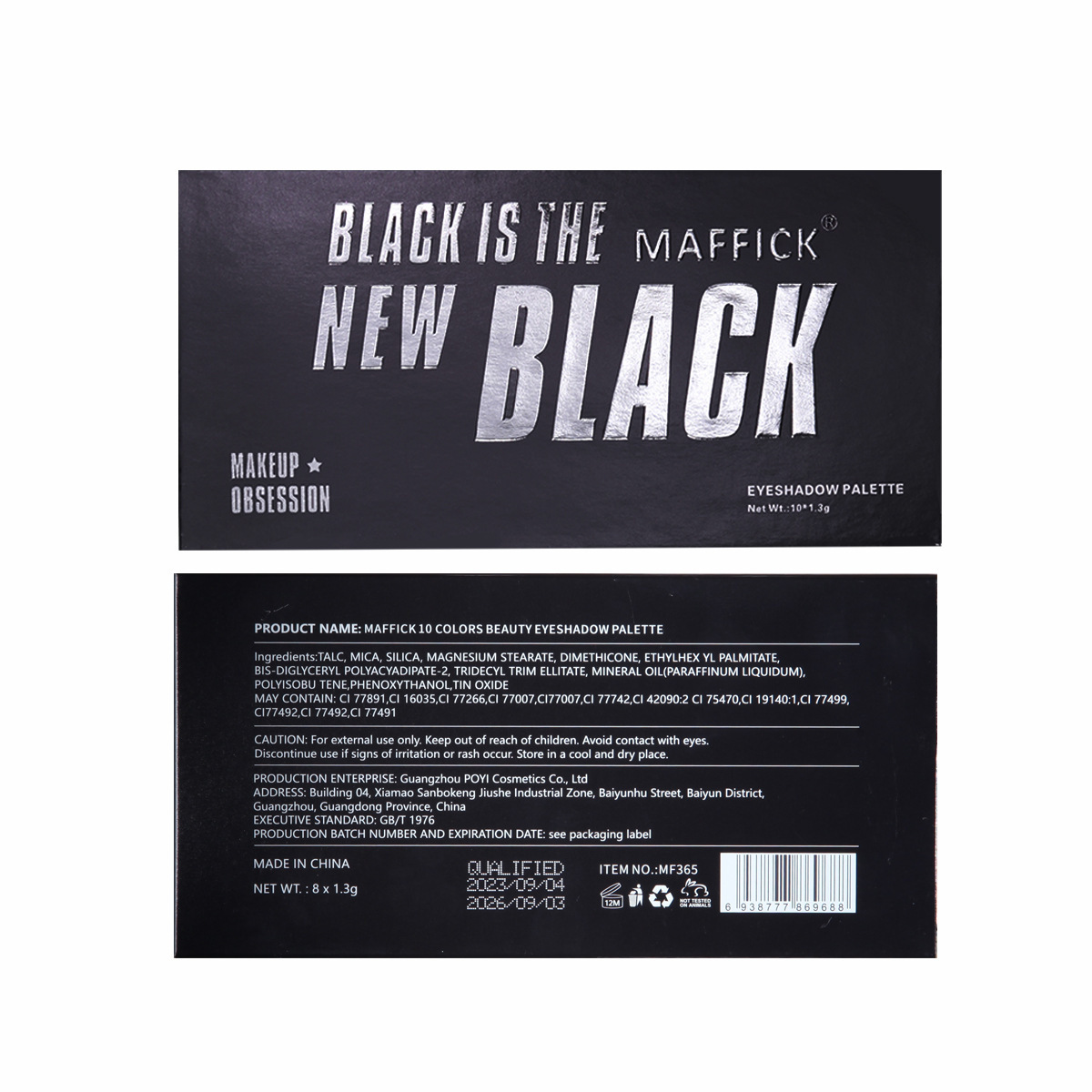 Cross-border MAFFICK 10-color Shadow Disc BLACK Smoky Eye Makeup with Sparkling Pearl Eyeshadow New wholesale Application Scenario