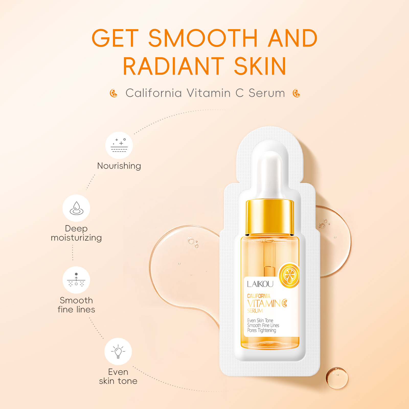 Cross-border Laicome Vitamin C Essence Bag 1.5ml Hydrating and Moisturizing Essence Original Liquid Cosmetics manufacturer wholesale Specification drawing