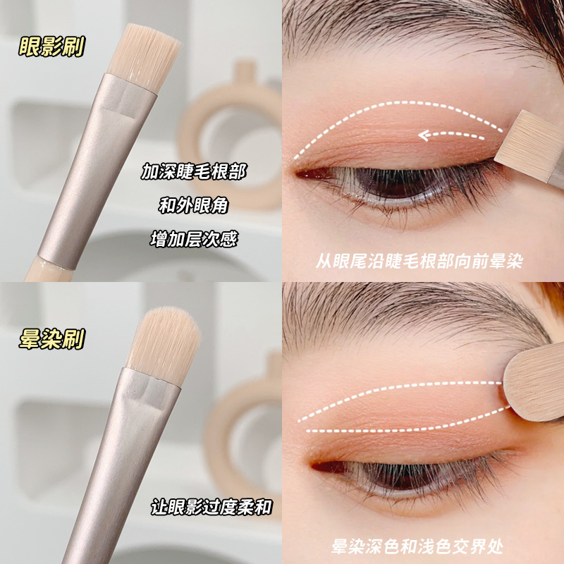xixi Three-piece makeup brush set: Blush brush, eyeshadow brush, smuder brush, soft brush, complete set of convenient makeup tools Specification drawing
