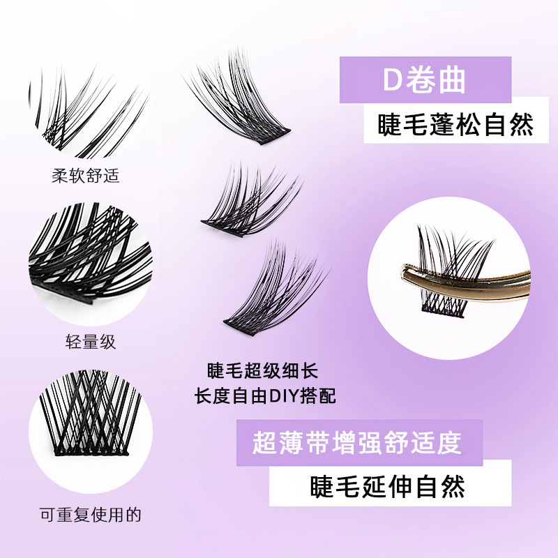 Cross-border eyelash extension set, large-capacity thick and curly, DIY self-extended false eyelash set box, eyelash manufacturer details Picture