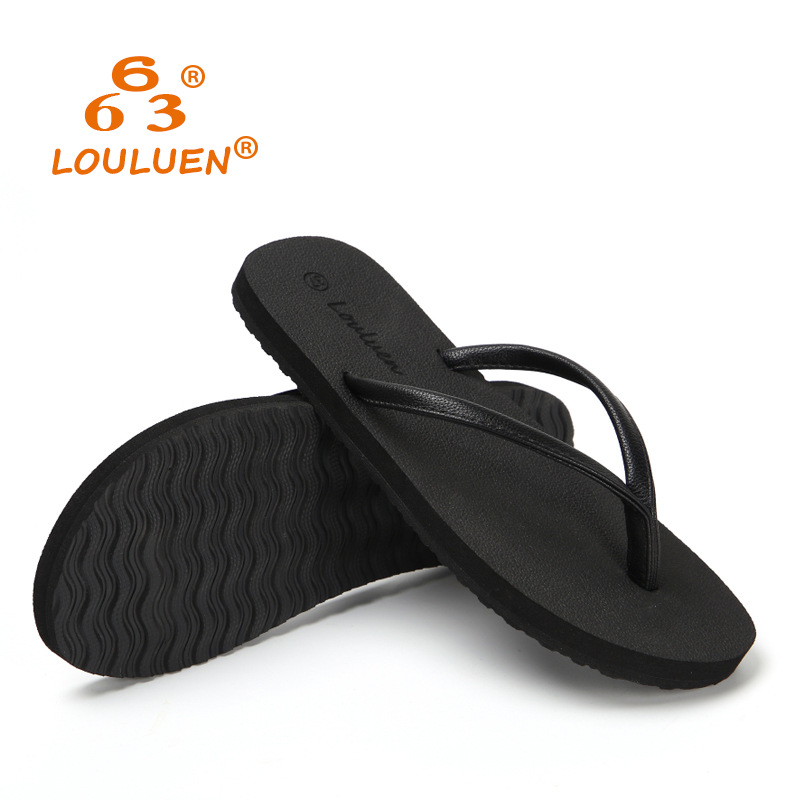 New flip-flops for couples, flat and anti-slip Korean-style casual beach slippers for women to wear outside in summer full figure