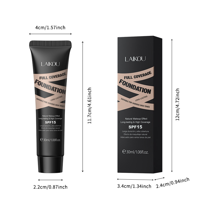 Laicome Full Coverage Foundation 30g (Color Box) Covers blemishes, enhances makeup, and brightens the skin with 9 colors of cosmetics Item Picture