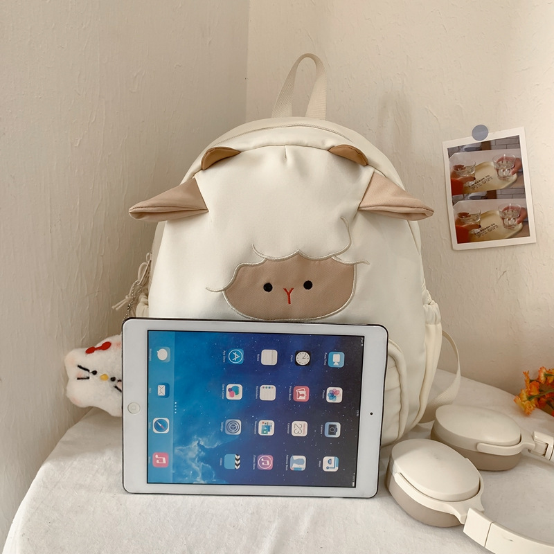 Cute little lamb schoolbag, fashionable backpack for female college students, high school girls' appearance level, large-capacity backpack for junior high school students' travel, a trend details Picture