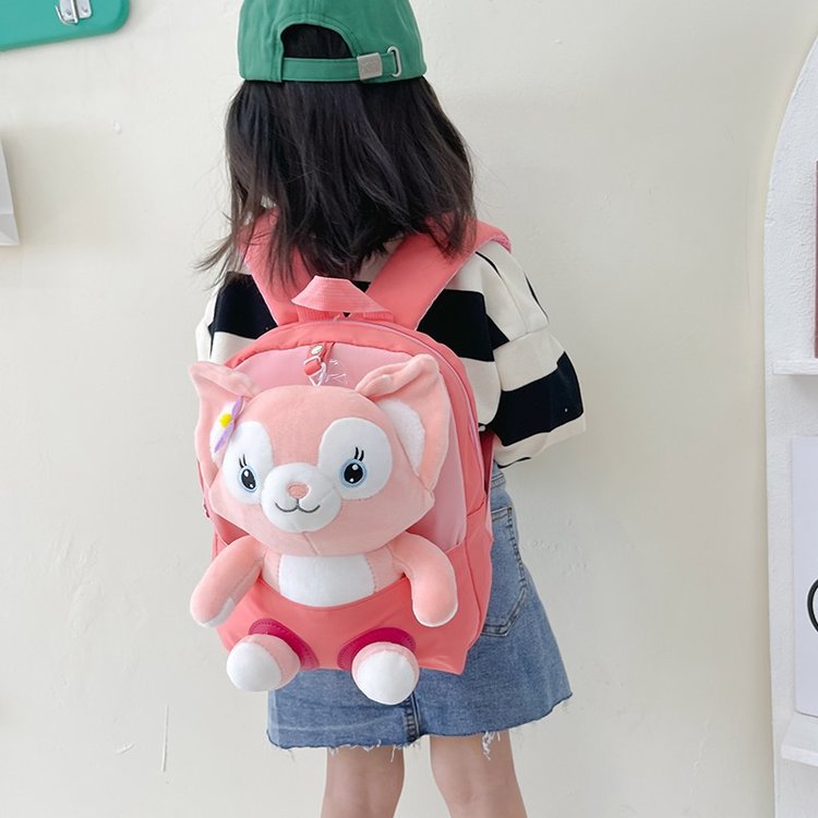 Soft and cute little animal plush bag for kindergarten babies, light canvas travel bag for 1-3 years old children full figure