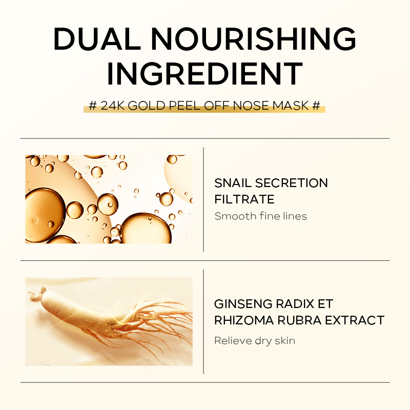 Cross-border version QUIYUM24K gold peel-off Nasal Mask 30g (Color box) Cleaning, hydrating and moisturizing manufacturer in stock Specification drawing