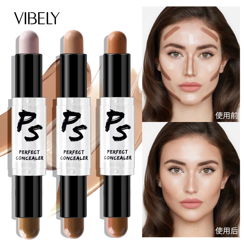 VIBELY Cross-border Makeup 3D Double-Head Contouring Stick Brightening Face Concealer Shadow Stick Contouring Highlight Pen full figure