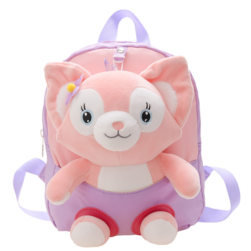 Soft and cute little animal backpacks for kindergarten babies, lightweight canvas travel bags for children aged 1-3 Item Picture