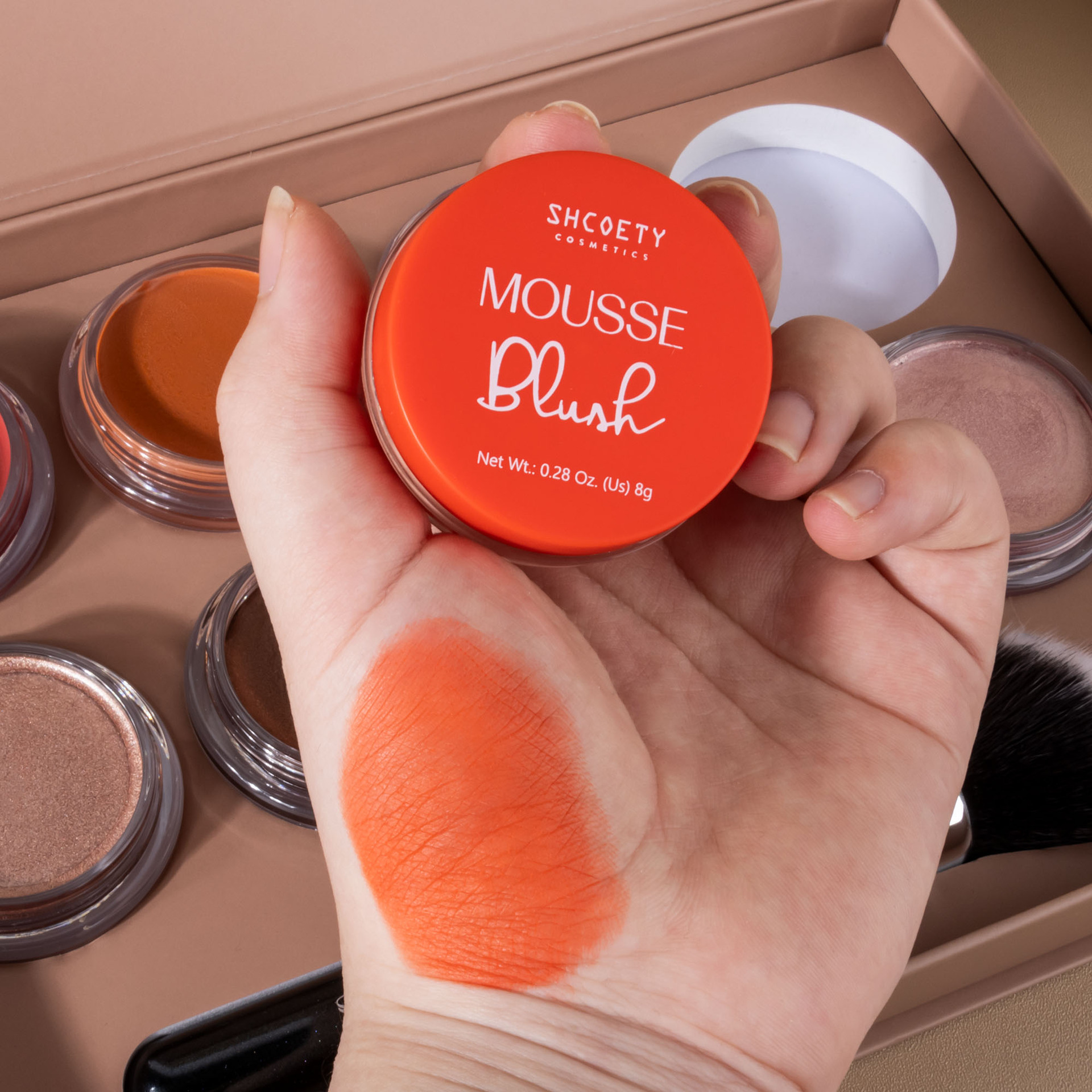 SHCOETY Cross-border 8-color Mousse Eyeshadow Blush Set Matte fine glitter, easy to apply, long-lasting and non-smudging makeup details Picture