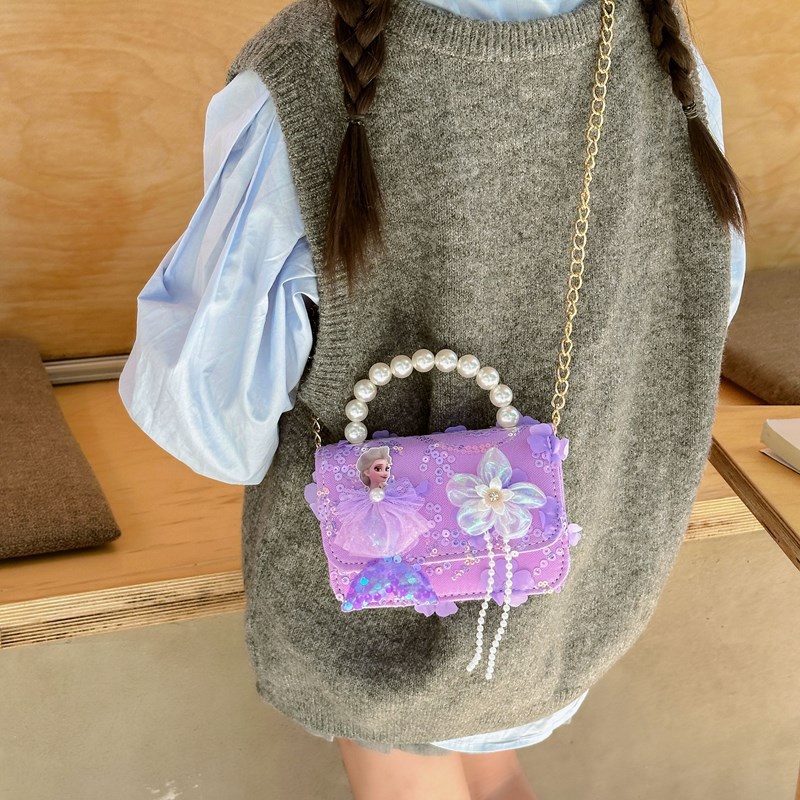 Early autumn children's small bags, girls, children, princesses, fashionable and stylish mermaid pearl handbag, single-shoulder crossbody bag Specification drawing
