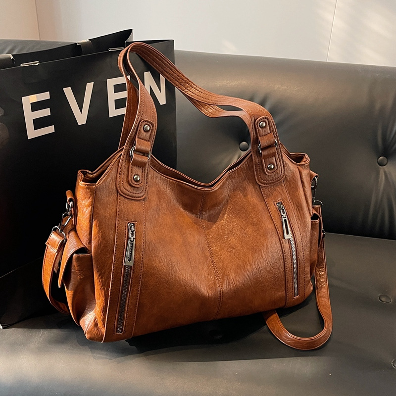 Autumn and winter fashion bestselling tote bag, high-end, large-capacity Maillard single-shoulder, hand-carry, underarm crossbody bag, commuter bag Specification drawing