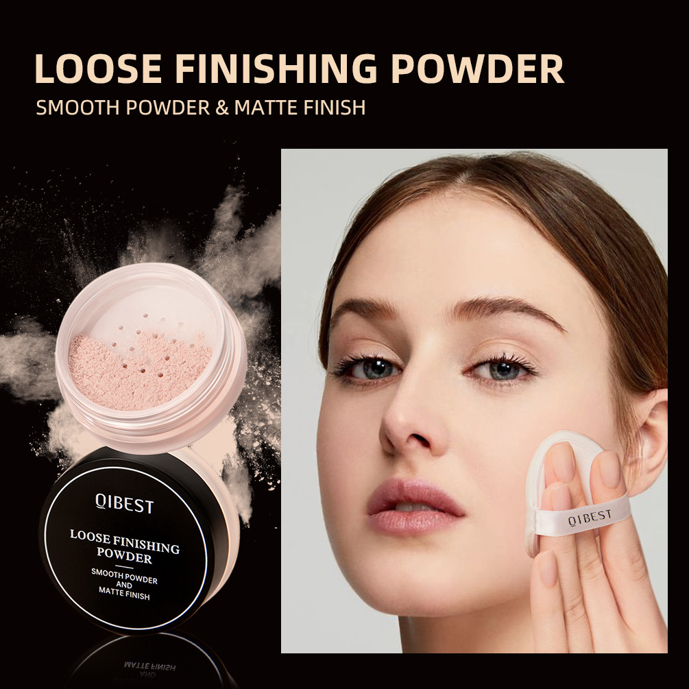 QIBEST Cross-border Loose Powder and loose Powder for long-lasting makeup, enhancing complexion without smudging, concealer powder compact, fine mixed oily skin setting powder Specification drawing