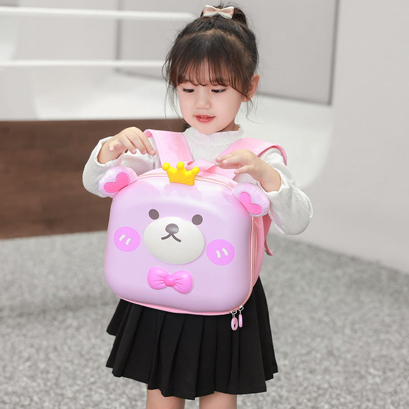 2024 New children's schoolbag, kindergarten fashionable large-capacity backpack, cute cartoon eggshell bag for girls full figure