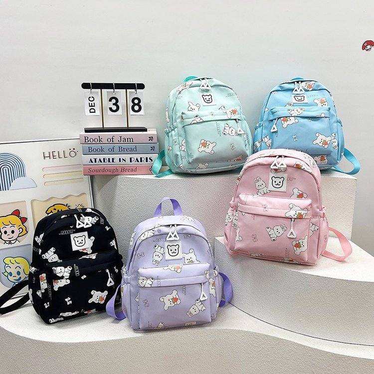 New foreign trade children's backpacks, cute printed kindergarten baby rabbit schoolbags, lightweight back-protecting small backpacks full figure