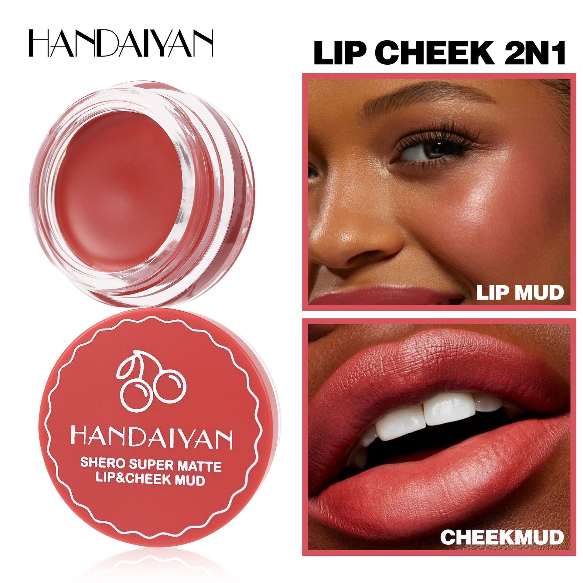 Cross-border Lip Mud Matte Long-lasting Lipstick handaiyan Matte long-lasting Waterproof Lip and Cheek Dual-purpose Lip Mud wholesale Specification drawing