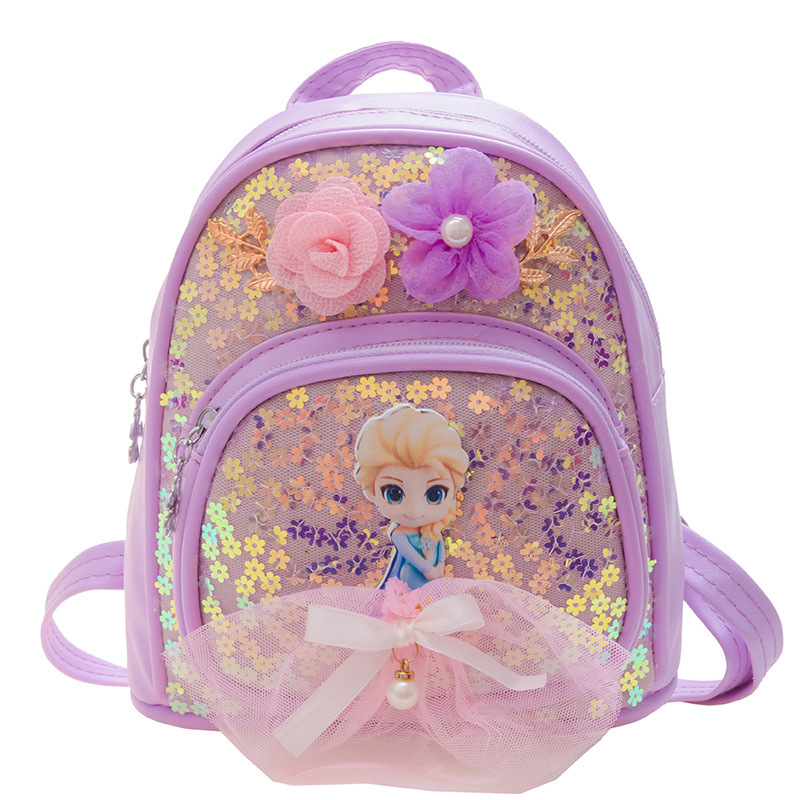 Girls' backpack 2023 New Style Princess Sequined accessory Bag Early Education Class Kindergarten Schoolbag Casual Travel backpack Item Picture