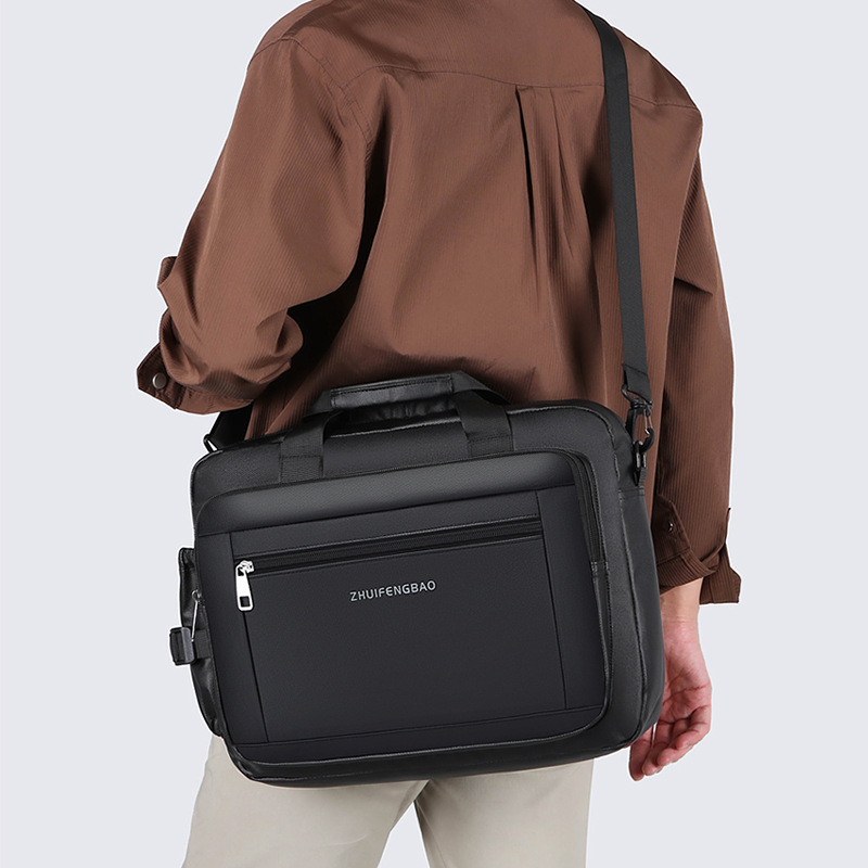 High-end briefcase, 2024 new minimalist men's large-capacity casual sports single-shoulder bag, water-resistant for cross-border use details Picture