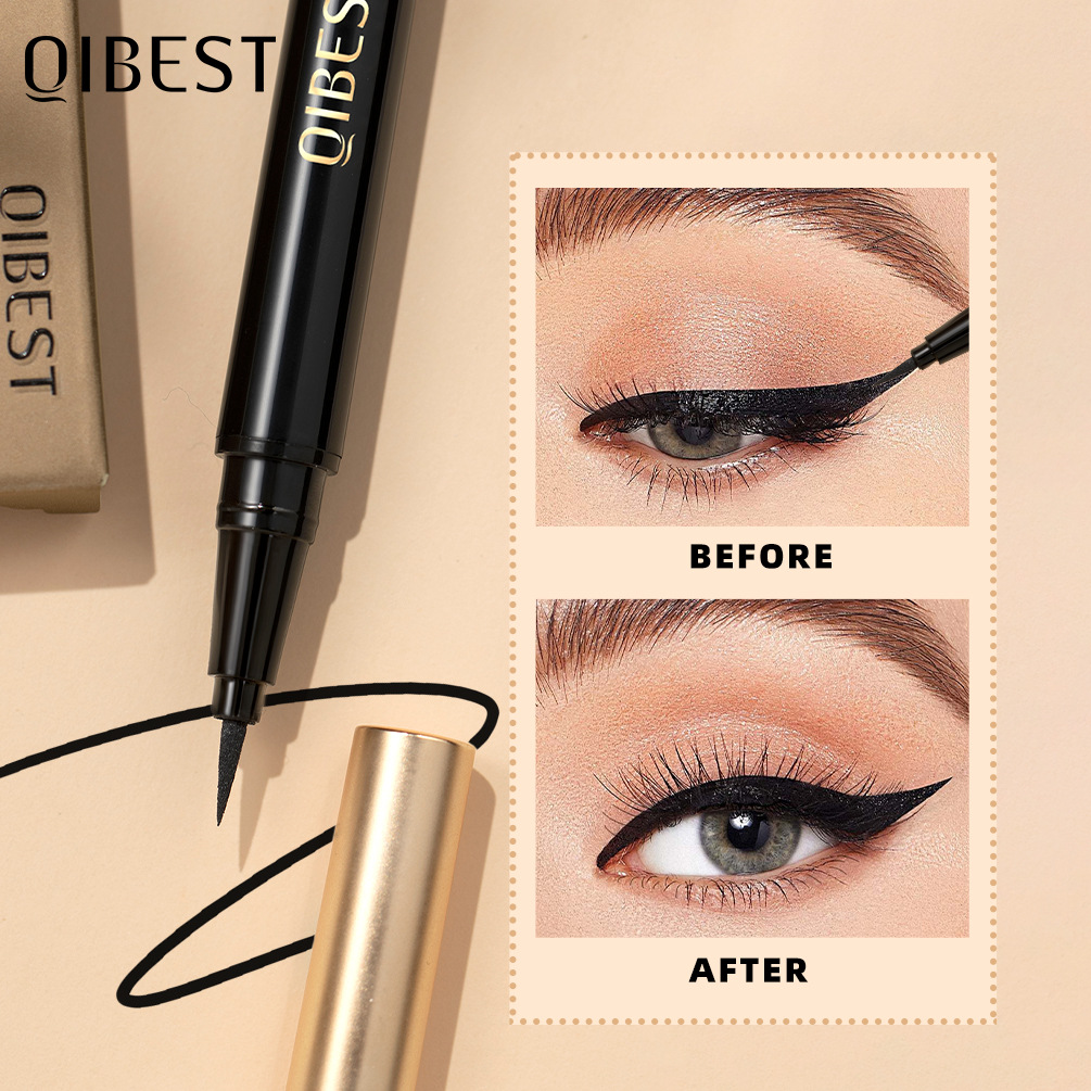 QIBEST eyeliner Liquid Pen is sweat-proof, non-smudging, quick-drying and not easy to smudge. New hand eyeliner liquid pen is waterproof and suitable for makeup wholesale details Picture