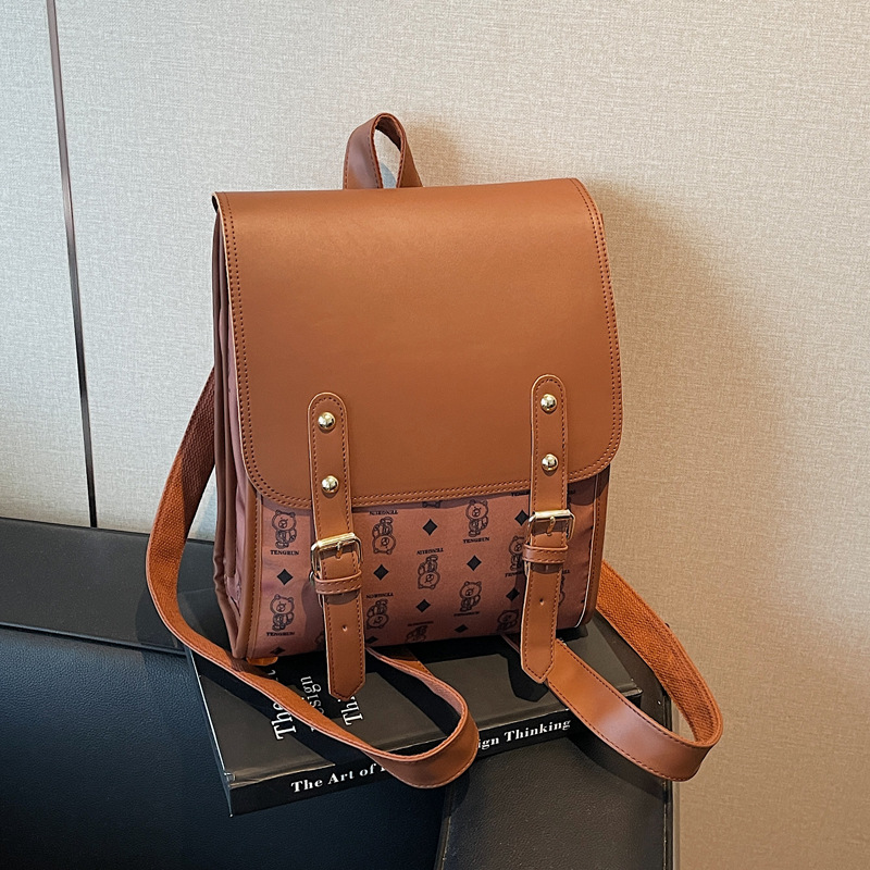 2025 Large-capacity backpack, women's casual and fashionable hand-held Korean-style student bag, street trend texture crossbody bag full figure