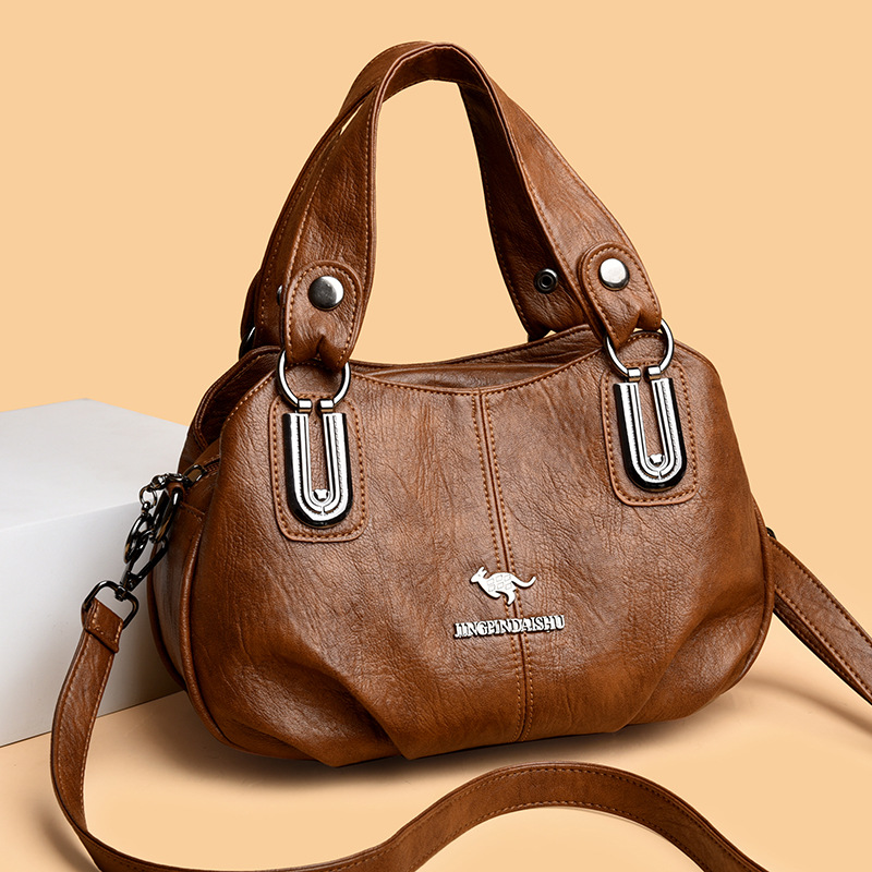 Cross-border bestsellers: Women's retro tote bag, versatile middle-aged mom bag, multi-layered large-capacity single-shoulder crossbody bag full figure