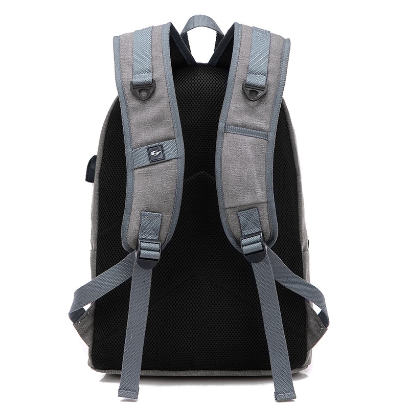 USB charging backpack for men, canvas Korean version outdoor casual travel backpack, sports bag, school style student schoolbag details Picture