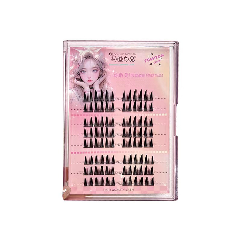 Mengjie Shangpin Lazy doll style comic Barbie eyelashes, natural 69-segment single cluster Barbie beginner false eyelashes Item Picture