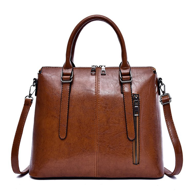 New oil-wax leather women's bag, trendy for export, hand-held, cross-border, single-shoulder, European and American retro crossbody bag, one piece for global shipping full figure