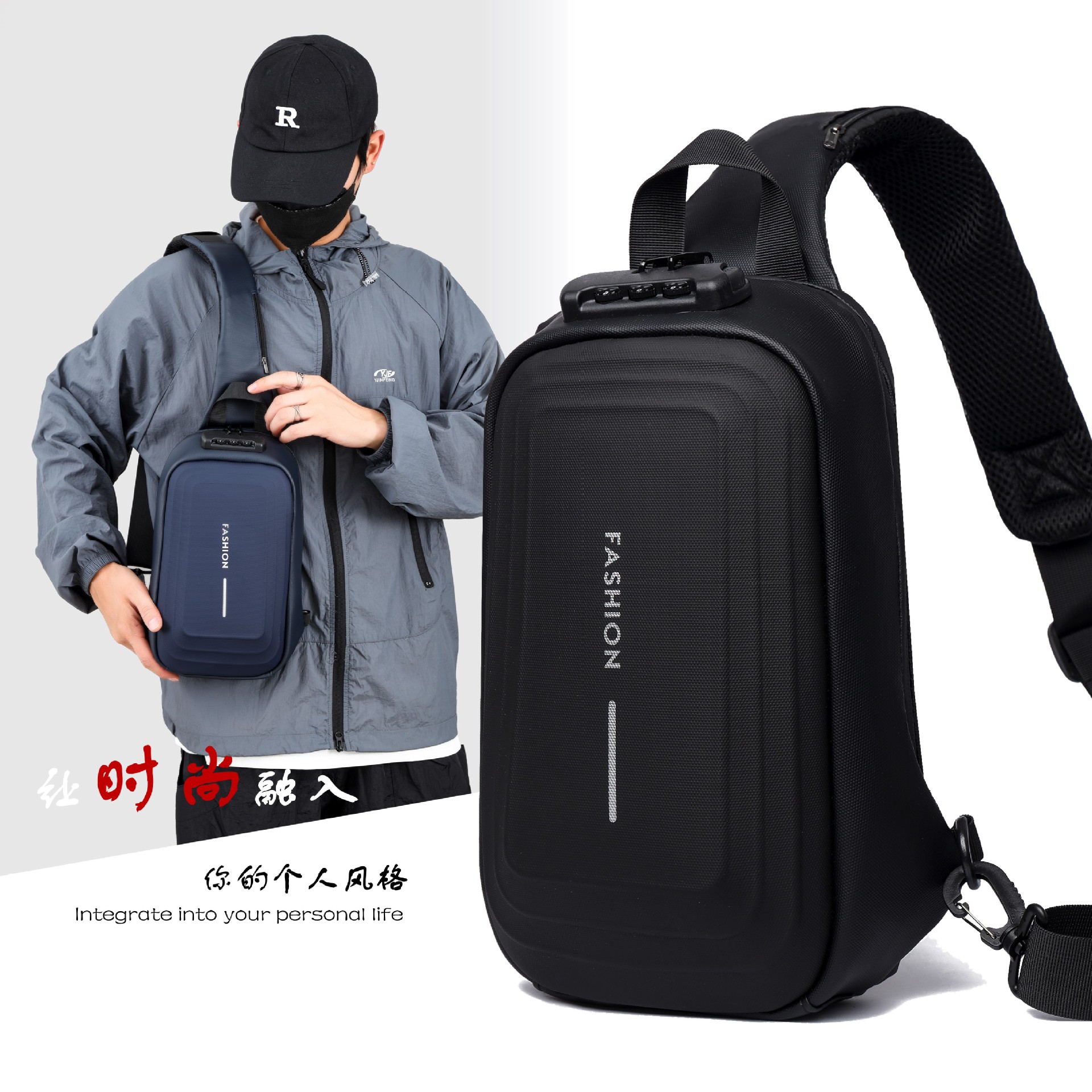 2024 Spring Sports chest backpacks, cross-border wholesale USB charging port bags, men's crossbody bags, fashionable single-shoulder bags full figure