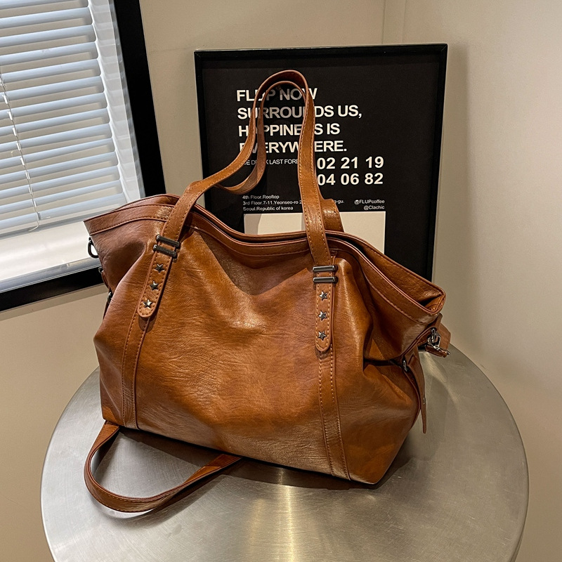 Cross-border large-capacity tote bag for women 2024 New style fashionable single-shoulder bag, retro simple casual crossbody bag for women full figure