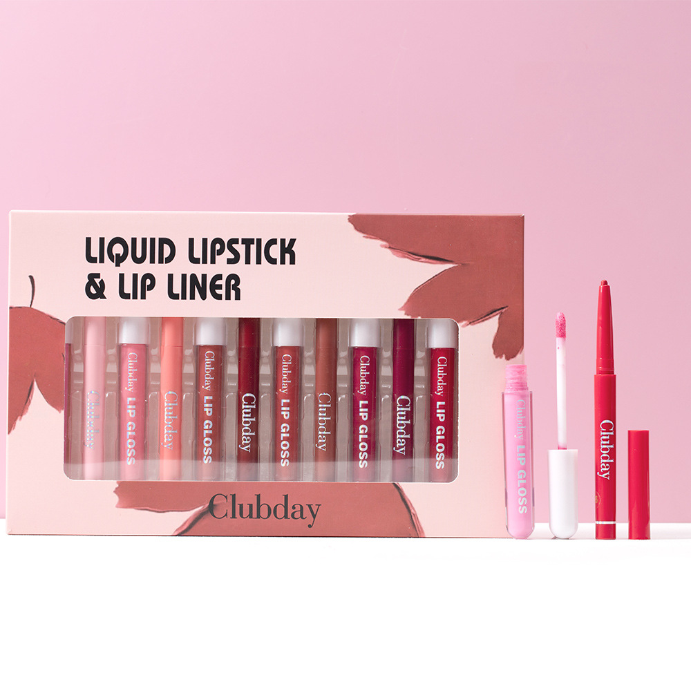 Clubday Long-lasting Velvet Matte Lip Gloss and frosted Outlining Lip Pen 6+6 Set, easy-to-Apply lipstick pen Specification drawing
