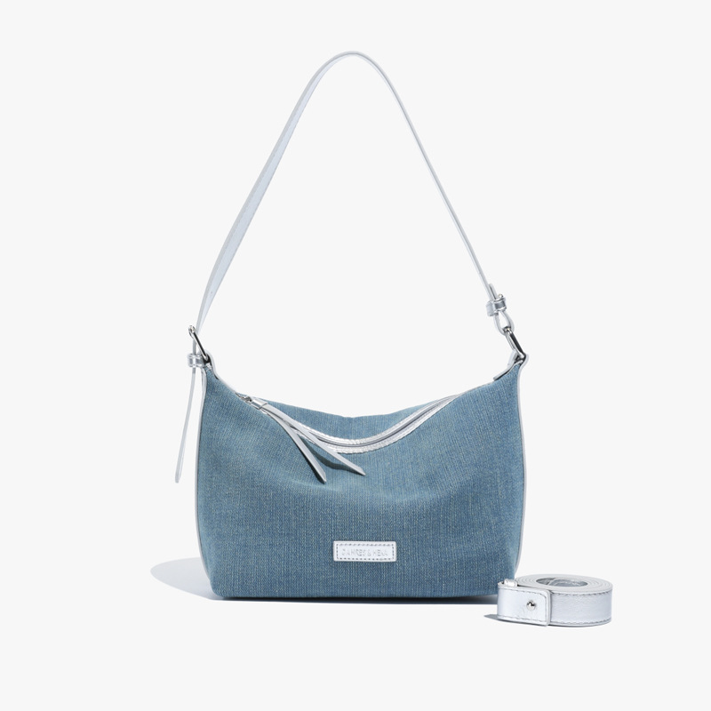 French underarm bag for women 2024 New style, fashionable and retro denim pillow bag, niche casual and stylish crossbody bag Item Picture