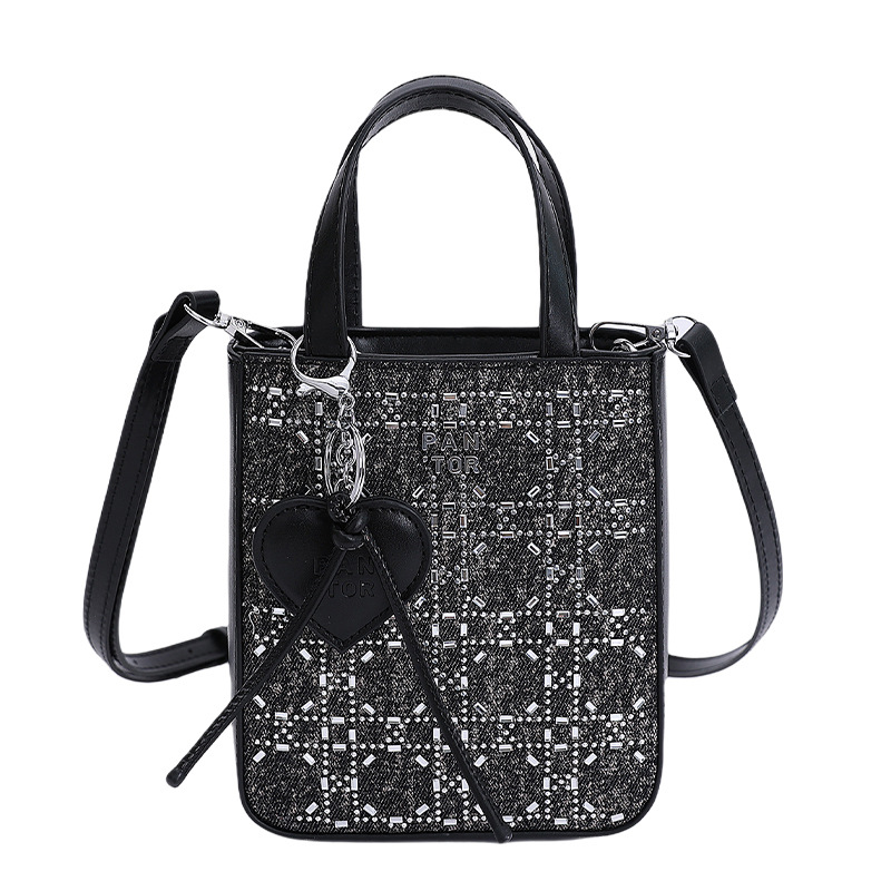 New women's bags, denim, fashionable and casual phone bags, color-matched diamond bags, crossbody bags, single-shoulder bags and underarm bags Item Picture