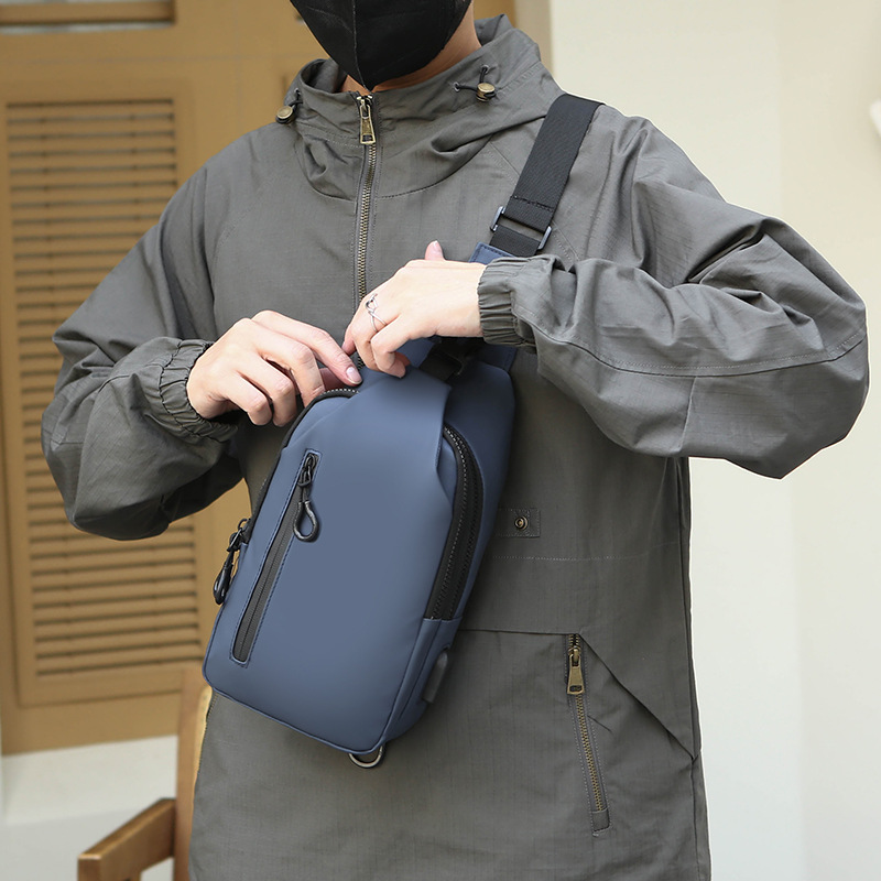 New cross-border men's chest bag, casual large-capacity single-shoulder crossbody bag, water-resistant trendy backpack with LOGO printing Application Scenario