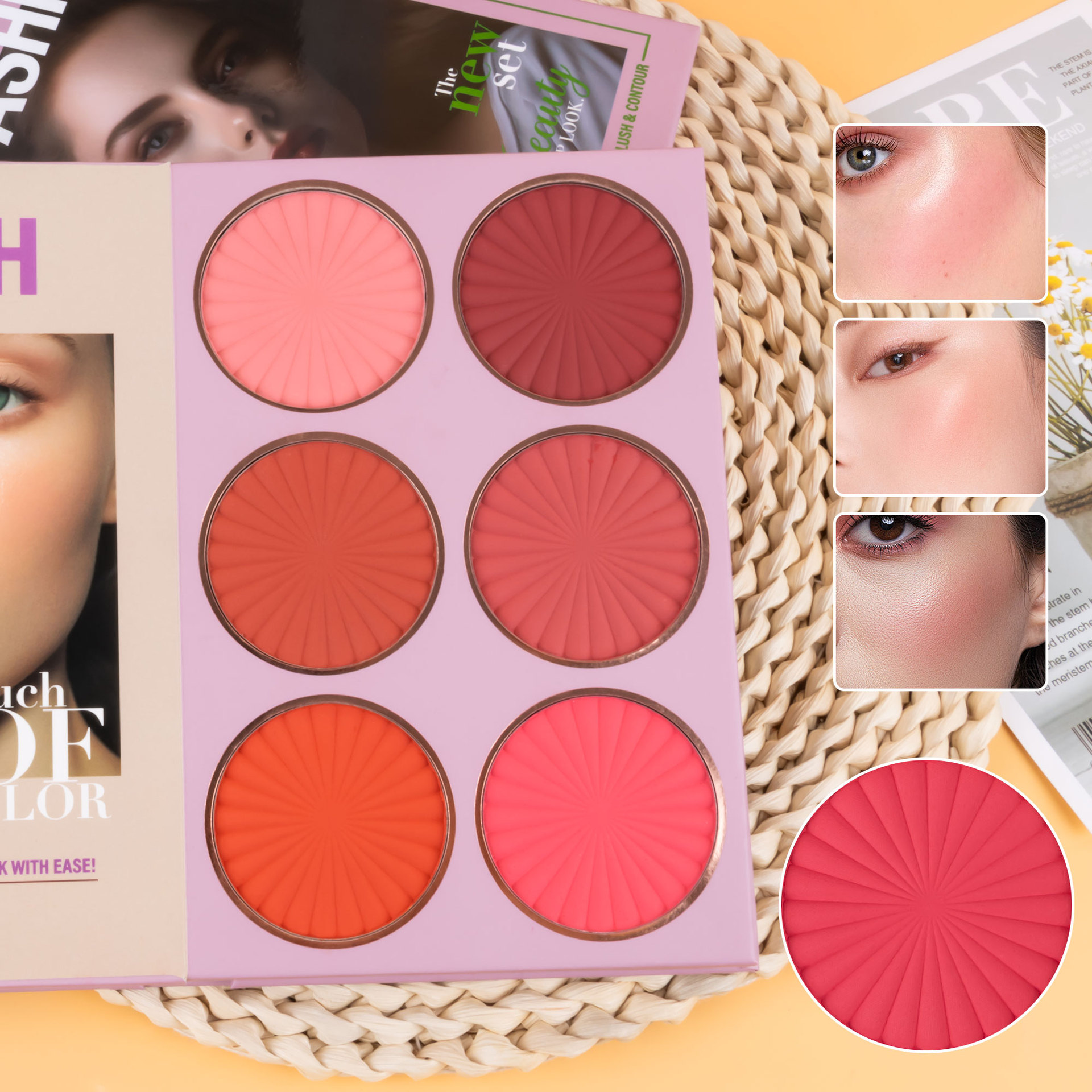 Cross-border bestseller: 67-color makeup palette, five-layer flip book eyeshadow palette, matte pearlescent blush, contour and highlight in one piece Specification drawing