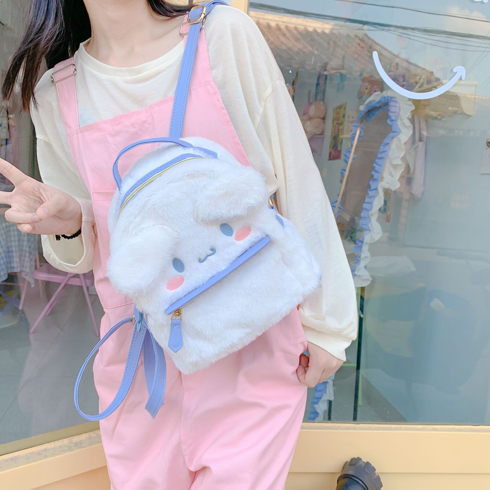 Japanese-style jk Lolita-style cute rabbit girl backpack, ugly and adorable dog furry little backpack with a girlish heart Specification drawing