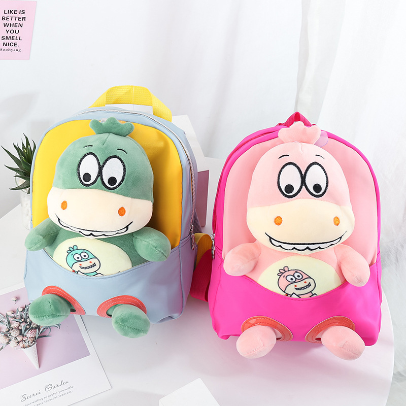 New children's backpacks, cartoon dinosaur plush toys, detachable kindergarten schoolbags in stock from the manufacturer for export details Picture
