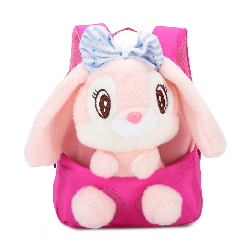 New children's backpacks, cute rabbit dolls, student kindergarten schoolbags, creative baby plush backpacks, printed Item Picture