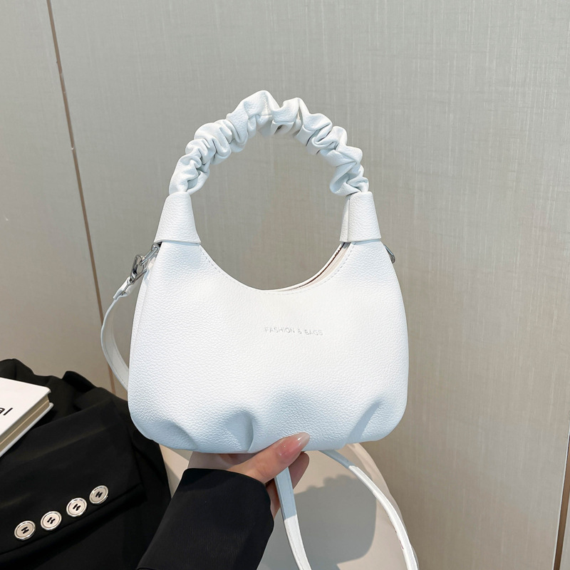 New Spring/Summer 2025 fashionable and trendy underarm bag, unique and sweet single-shoulder bag, pleated crossbody cloud bag full figure