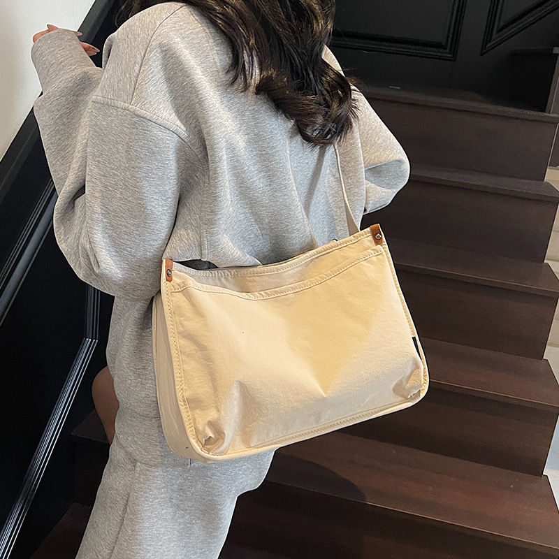 Canvas bag for women, large capacity, new Spring/Summer 2025, simple and versatile, single-shoulder crossbody bag, casual tote bag for school Specification drawing