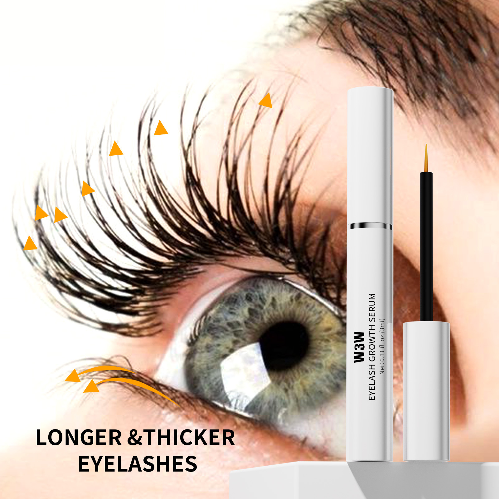 W3W Amazon Silver Tube Long Eyelash Liquid Transparent Colorless Natural Thickening Eyelash Long Eyelash Liquid Cross-border Makeup Specification drawing