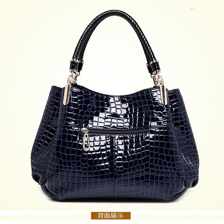 New European and American crocodile-patterned women's bags, trendy handbags, patent leather single-shoulder bags, crossbody bags, cross-border one-piece delivery worldwide Specification drawing