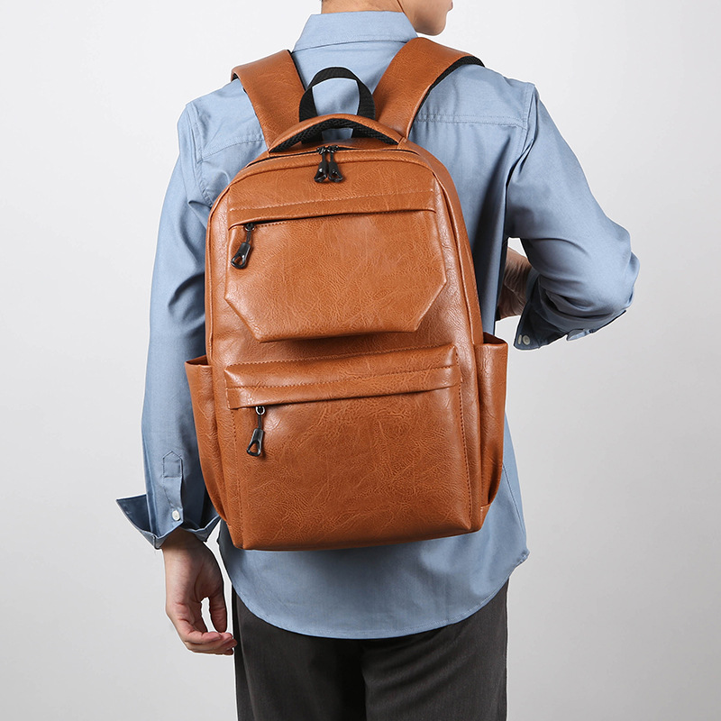 2024 New style backpack, large-capacity schoolbag for junior and senior high school students, simple commuting computer bag, cross-border wholesale, men's trend edition details Picture