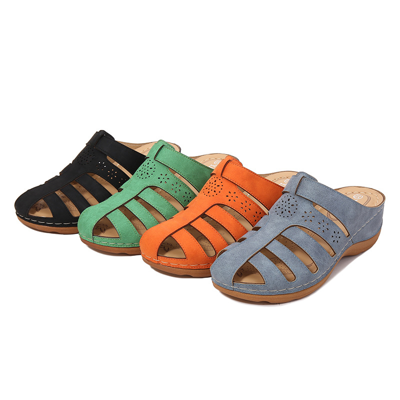 Yirun 2024 Casual Cool Drag Women's new solid color thick-soled round-toed women's slippers and sandals are available on Amazon cross-border Item Picture