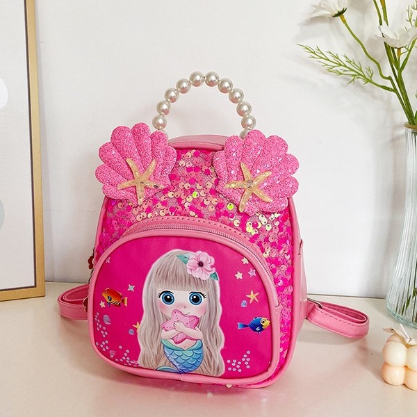 New cartoon schoolbag for children, cute girl sequined backpack, fashionable and casual kindergarten princess bag Specification drawing