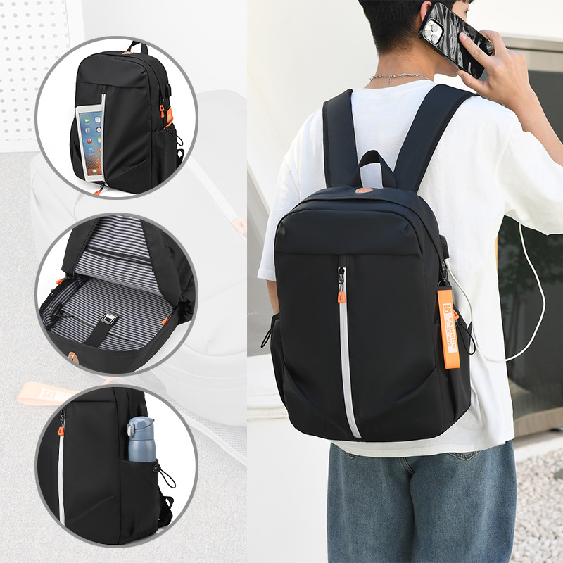 2023 New style men's leather waterproof casual travel backpack, urban simple school bag for middle and high school students, back-to-school full figure