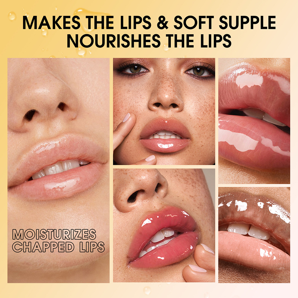 LANGMANNI 6-color Transparent Mirror Lip Gloss Gloss Lip Balm Rich Light Tone Lip Gloss Specification drawing
